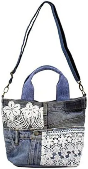 Momentum Women's Denim Lace Shoulder Bag