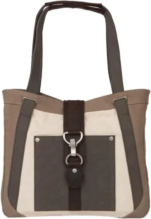 Mona B. Nora Sky Blue Upcycled Canvas Shoulder Bag and Finley Crossbody with Vegan Leather Trim MD-5905 (Nora-Shoulder Bag Stone)