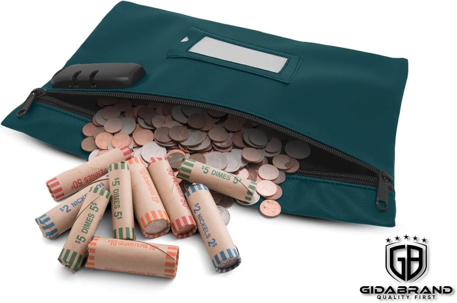 Money Bag With Lock | 12x8 Inch | Green | Leatherette Locking Bank Deposit Bag With Zipper for Cash
