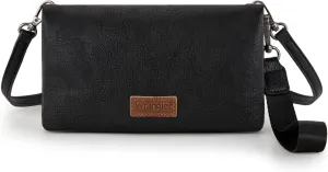 Montana West Wrangler Womens Wristlet Wallet RFID Blocking Bifold Clutch Credit Card Holder Purse with Crossbody Strap WG176-4001BK