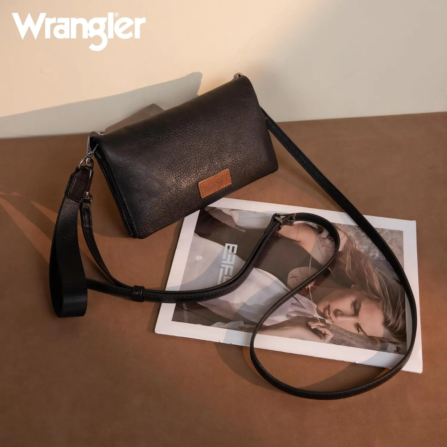 Montana West Wrangler Womens Wristlet Wallet RFID Blocking Bifold Clutch Credit Card Holder Purse with Crossbody Strap WG176-4001BK