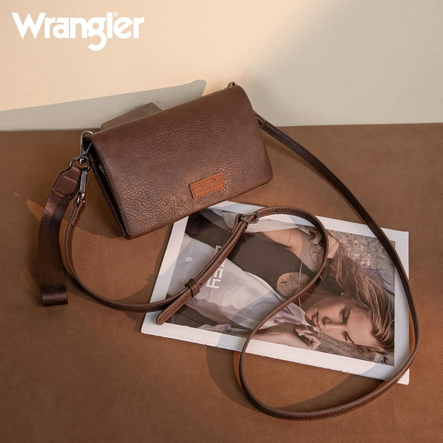 Montana West Wrangler Womens Wristlet Wallet RFID Blocking Bifold Clutch Credit Card Holder Purse with Crossbody Strap