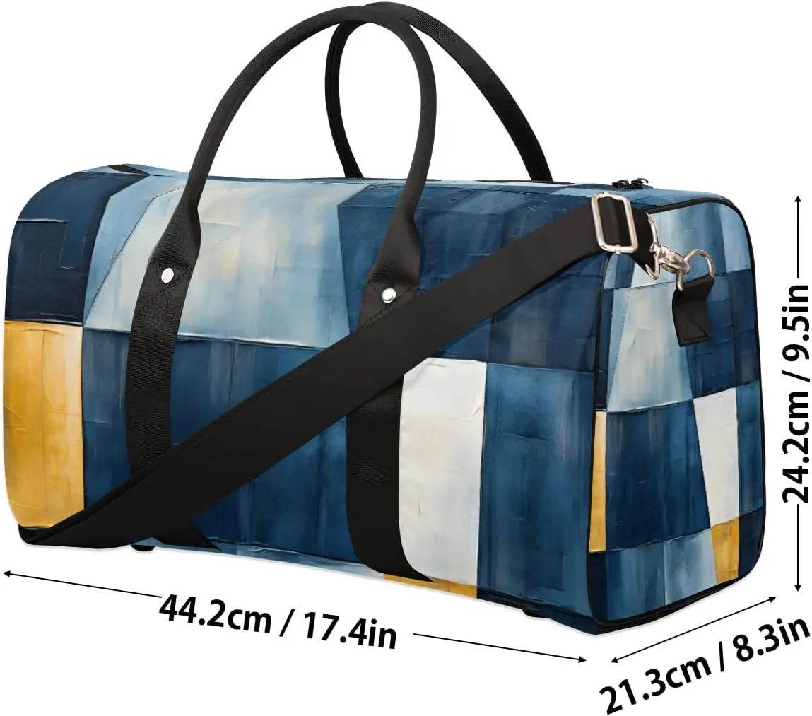 Moroccan Geometric Modern Travel Duffel Bag for Women Men Waterproof Foldable Overnight Weekender Bag Large Capacity Sports Gym Bag