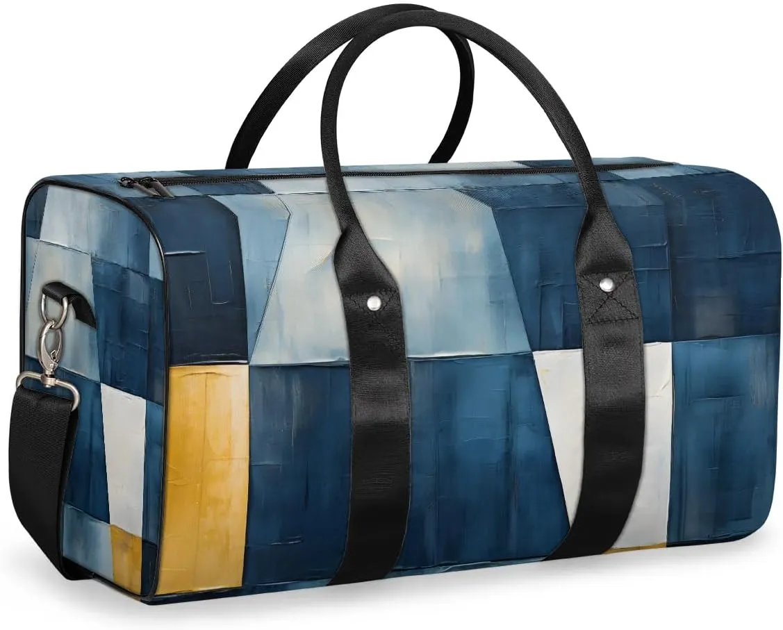 Moroccan Geometric Modern Travel Duffel Bag for Women Men Waterproof Foldable Overnight Weekender Bag Large Capacity Sports Gym Bag