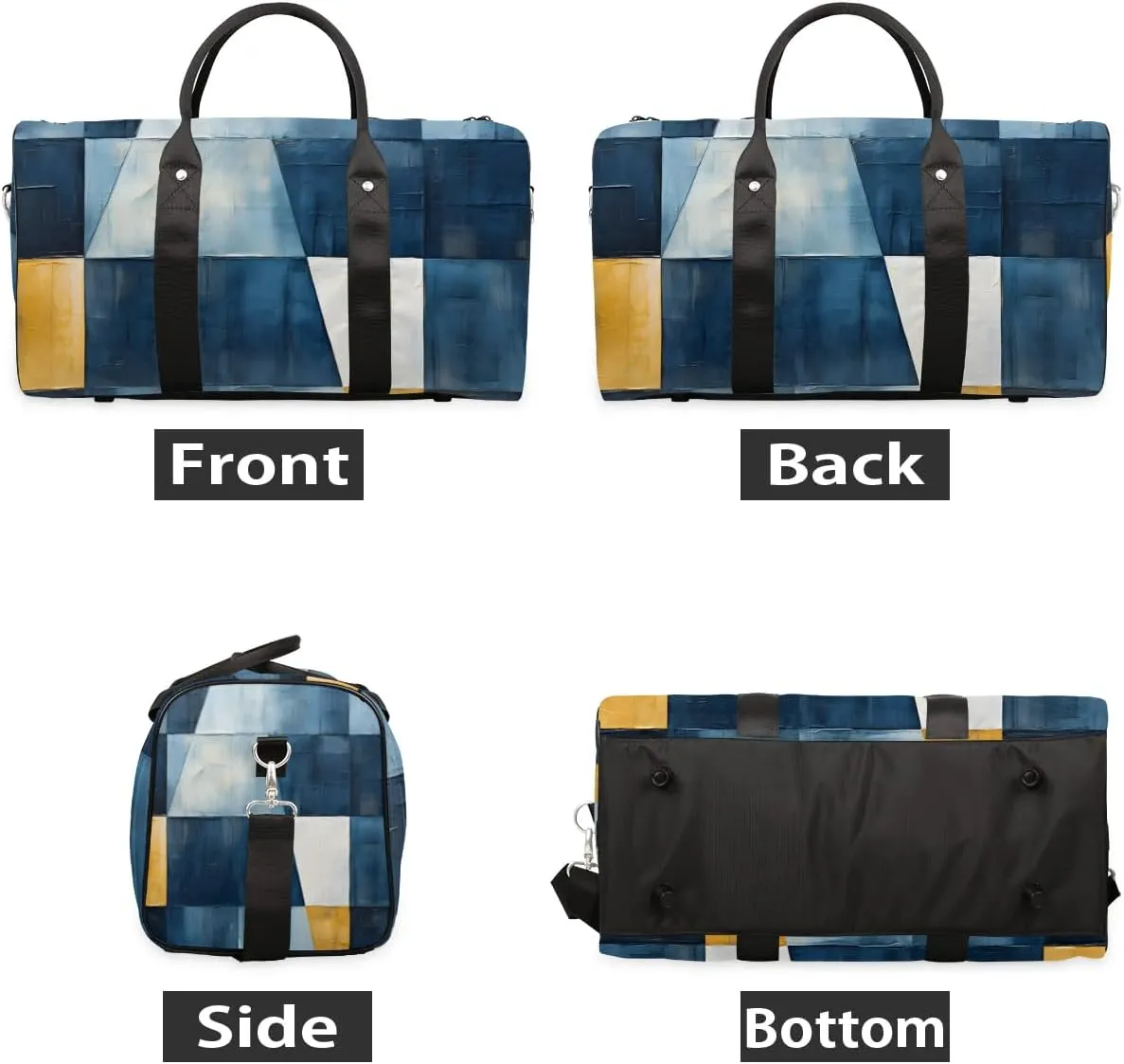 Moroccan Geometric Modern Travel Duffel Bag for Women Men Waterproof Foldable Overnight Weekender Bag Large Capacity Sports Gym Bag