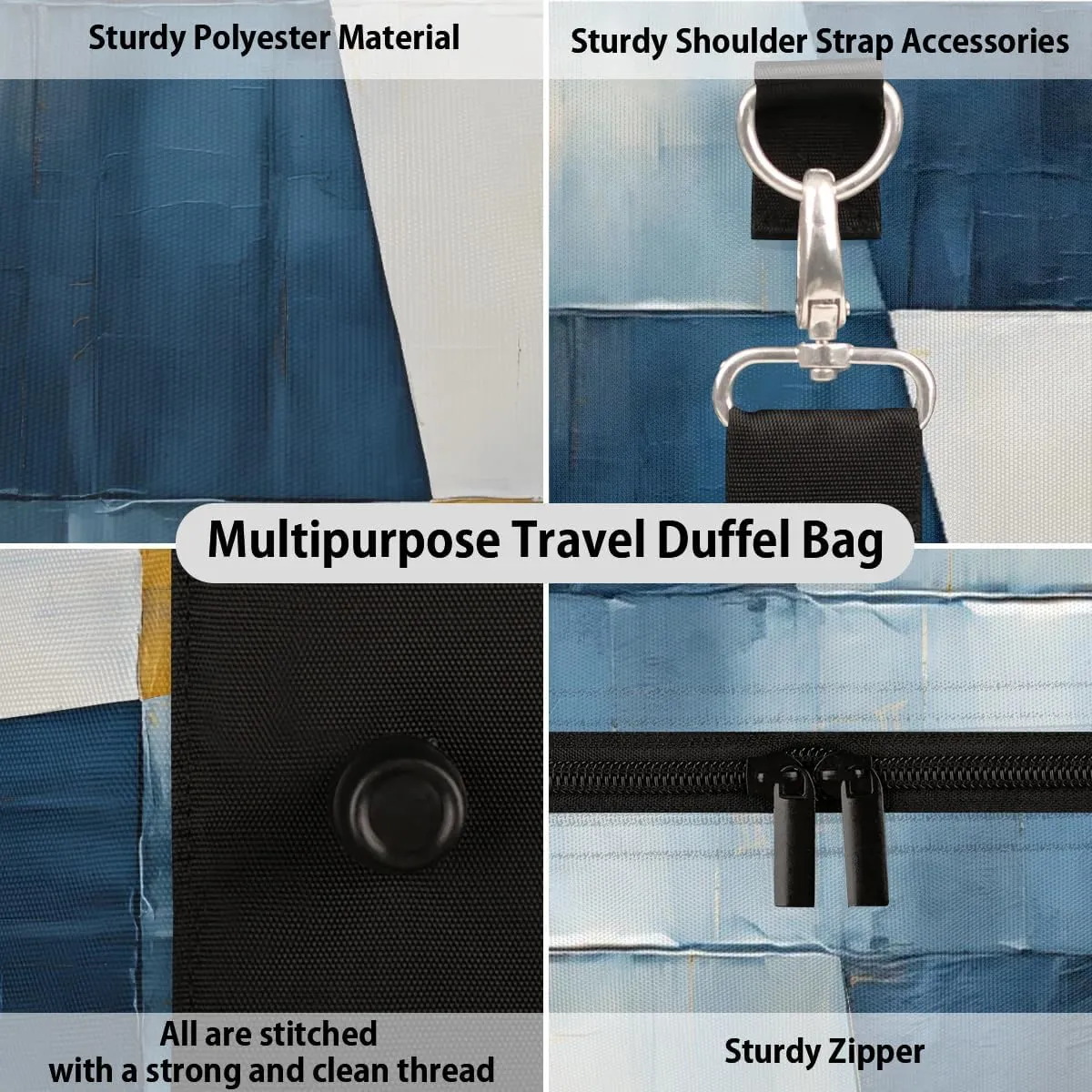 Moroccan Geometric Modern Travel Duffel Bag for Women Men Waterproof Foldable Overnight Weekender Bag Large Capacity Sports Gym Bag