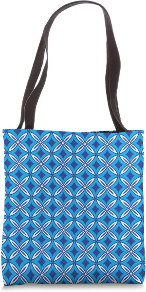 Moroccan Tile Inspired (19) White and Blues - Habitat Tote Bag