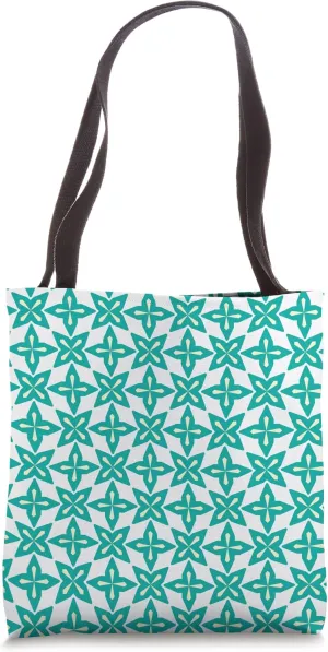 Moroccan Tile Inspired (5) Teal, Cream, White - Habitat Tote Bag