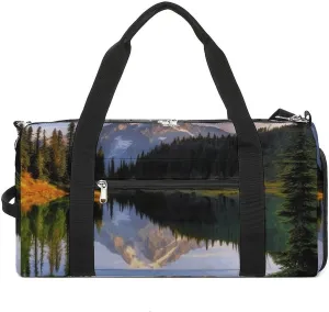 Mountain And Lake Pictures Gym Bag for Men Women Water Resistant Duffle Bag Travel Lightweight Bag for Travel Sports