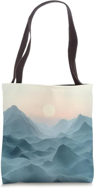 Mountains Geometric Gradient Color Polygon Tote Bag