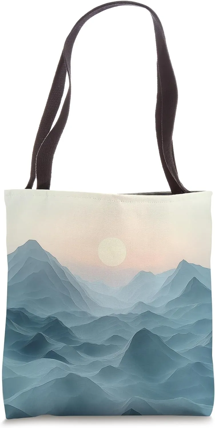 Mountains Geometric Gradient Color Polygon Tote Bag