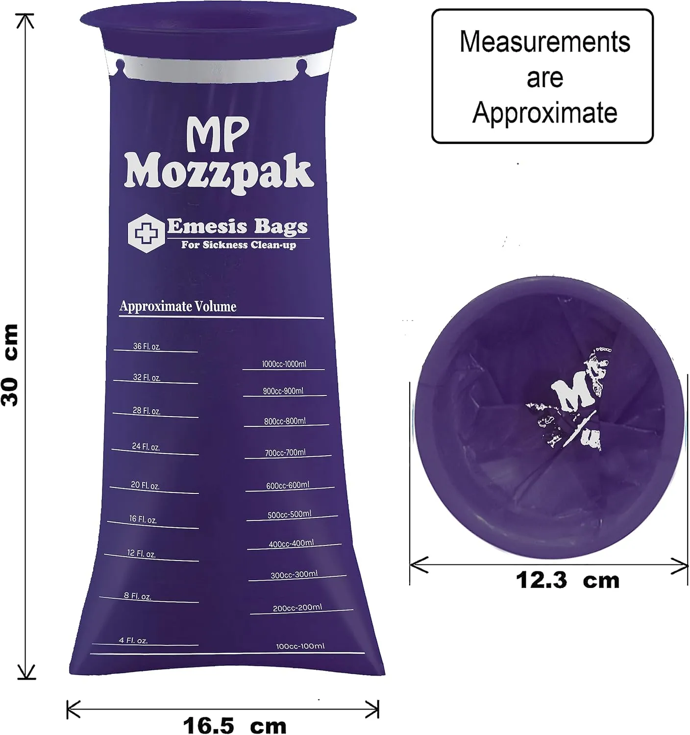 MP MOZZPAK Vomit Bags – 60 Pack – 1000ml Emesis Bags – Leak Resistant, Medical Grade, Portable, Disposable Barf Bags, Puke, Throw Up, Nausea Bags for Travel Motion Sickness, Car & Aircraft, Kids, Taxi