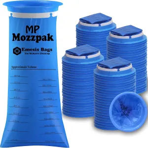 MP MOZZPAK Vomit Bags Disposable – 100 Pack – 1000ml Barf Bags – Leak Resistant, Medical Grade, Portable Emesis Bags, Puke, Throw Up, Nausea Bags for Travel Motion Sickness, Car & Aircraft, Kids, Taxi