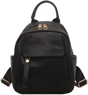 Mudono Small Backpack for Women Soft Vegan Leather Daypack Mini Water Resistant Travel Backpack Multiple Pockets Everyday Bag