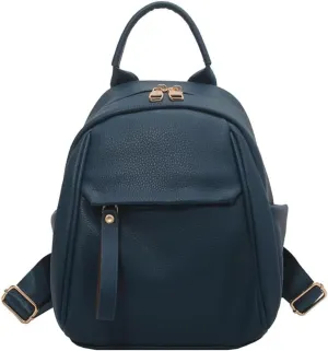Mudono Small Backpack for Women Soft Vegan Leather Daypack Mini Water Resistant Travel Backpack Multiple Pockets Everyday Bag