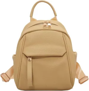 Mudono Small Backpack for Women Soft Vegan Leather Daypack Mini Water Resistant Travel Backpack Multiple Pockets Everyday Bag