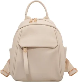 Mudono Small Backpack for Women Soft Vegan Leather Daypack Mini Water Resistant Travel Backpack Multiple Pockets Everyday Bag