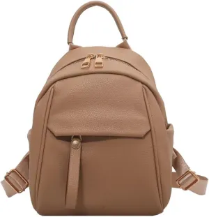 Mudono Small Backpack for Women Soft Vegan Leather Daypack Mini Water Resistant Travel Backpack Multiple Pockets Everyday Bag