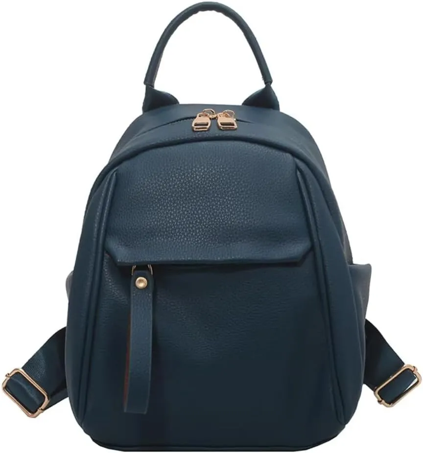 Mudono Small Backpack for Women Soft Vegan Leather Daypack Mini Water Resistant Travel Backpack Multiple Pockets Everyday Bag
