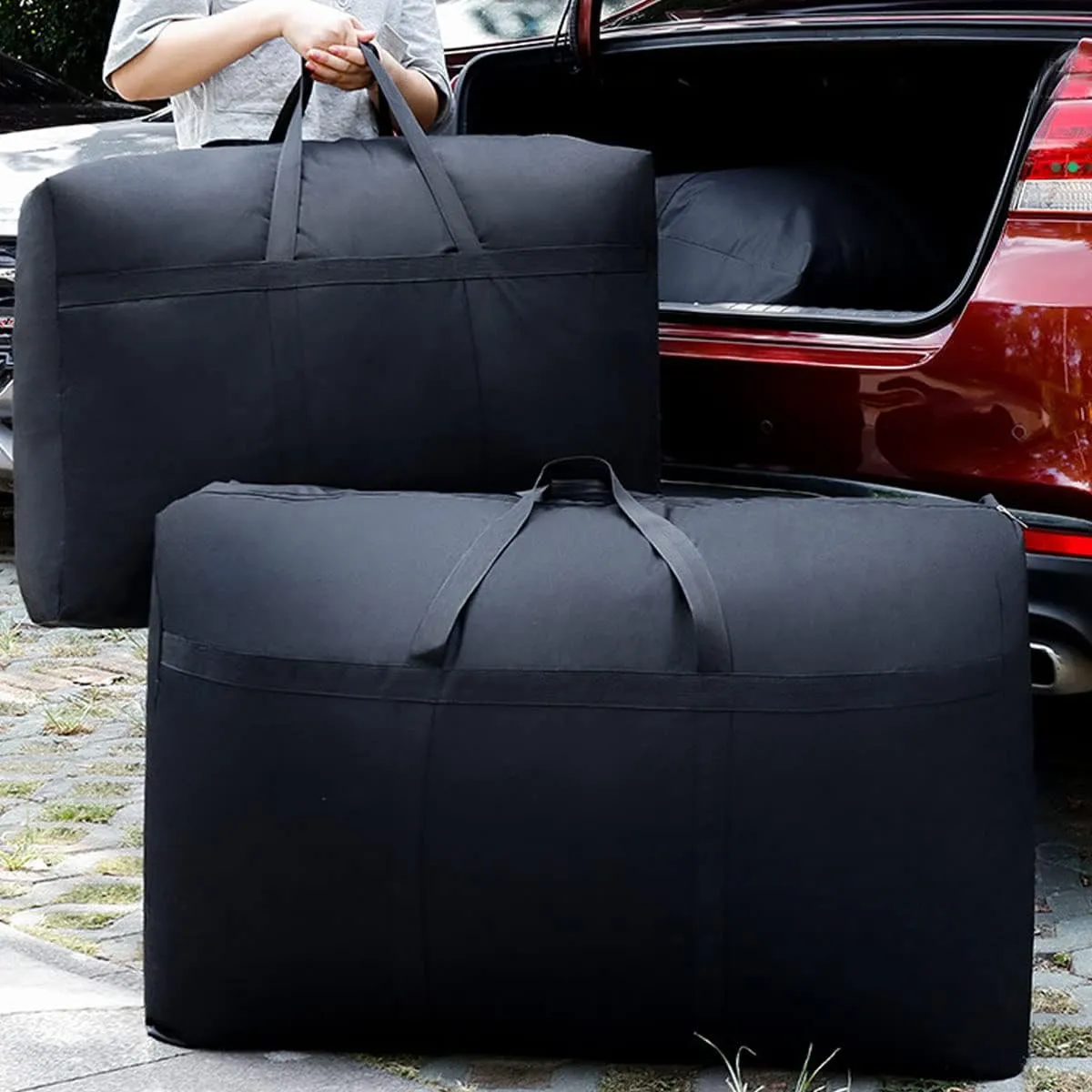 Multipurpose Extra Large Heavy Duty Storage Bags Duffle Bags for Space Saving Moving Storage (120L, Black)