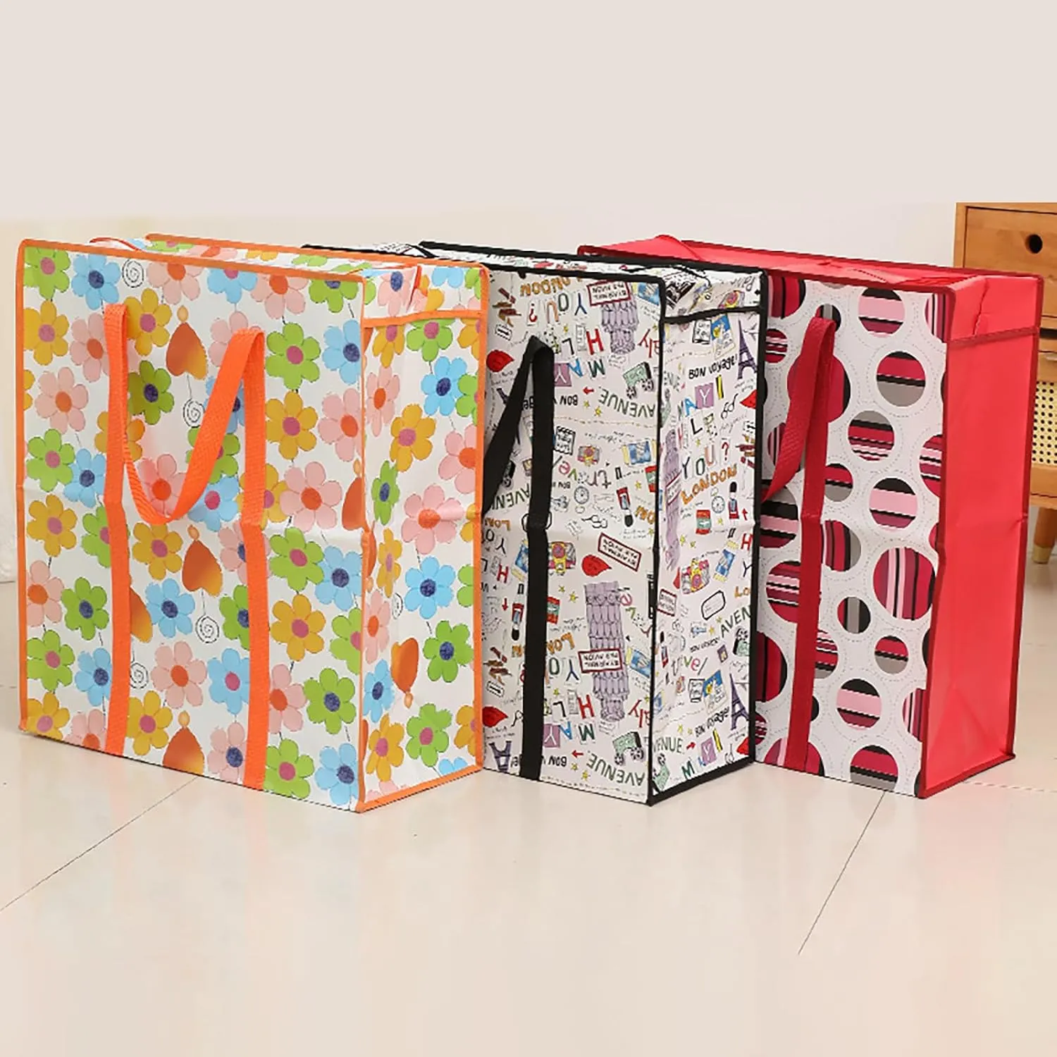 Multipurpose Fabric Storage Bag Spacious Fabric Handbag For Clothes And Bedding Storage With Zippers Closure