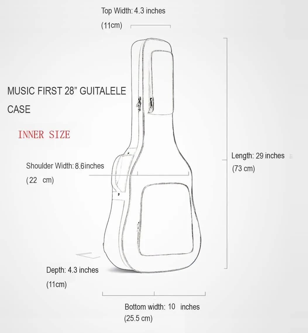 MUSIC FIRST Original Design 15mm Thick Vintage Style Jeans Cloth/Denim Soft 28inch Guitalele Case, Guitar Bag, 28 inch Guitalele Backpack PLS CHECK PHOTO No.2 AND MEASURE YOUR GUITARLELE!