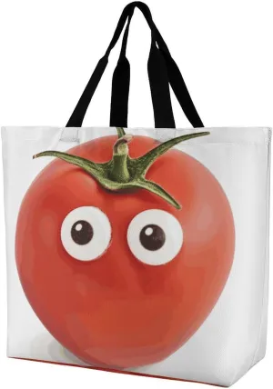 My Head Tomatoes Tote Bag for Women Reusable Eco-friendly Shopping Bags Large Capacity Shoulder Bag