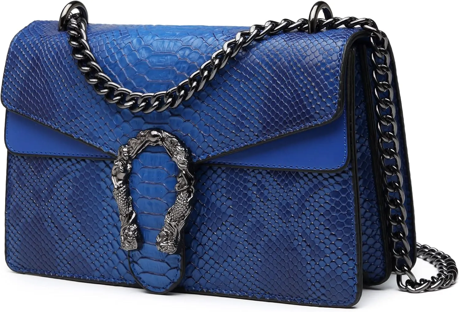 MYHOZEE Crossbody Bags for Women - Snake Printed Clutch Purses Leather Chain Shoulder Bags Evening Handbags