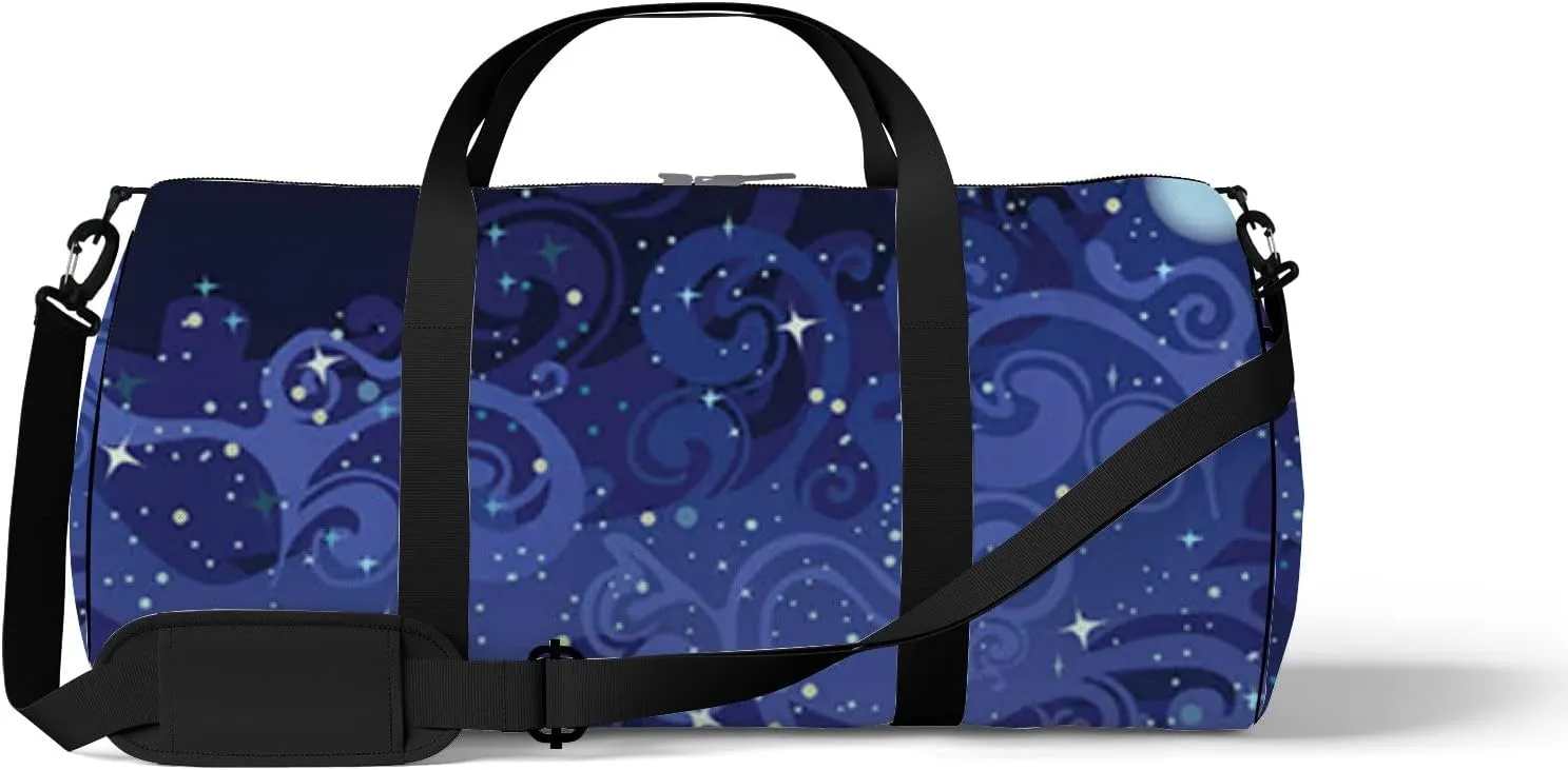 Mysterious Night Sky Stars Moon Sports Bag Tote Bag Waterproof Gym Bag with Shoulder Strap Zipper 2 Side Pockets for Men and Women, Travel and Storage Shoulder Bag.