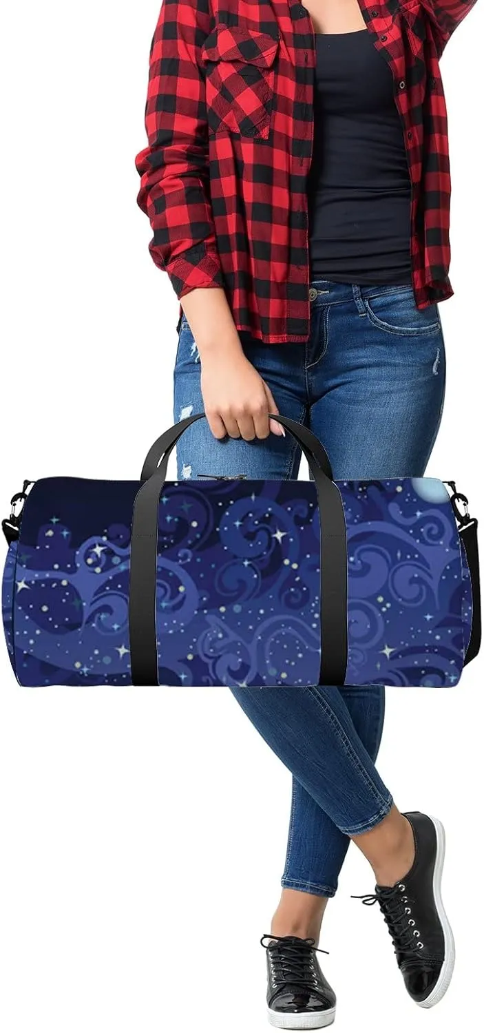Mysterious Night Sky Stars Moon Sports Bag Tote Bag Waterproof Gym Bag with Shoulder Strap Zipper 2 Side Pockets for Men and Women, Travel and Storage Shoulder Bag.