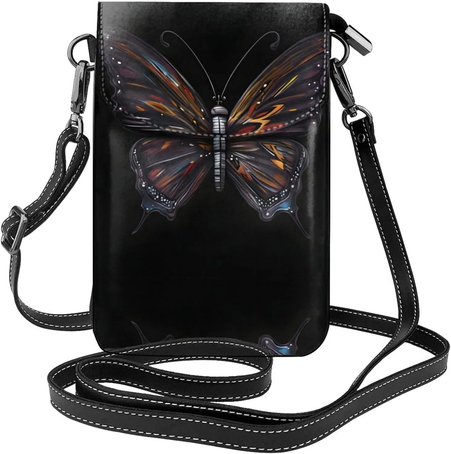Mystery Butterfly Leather Cell Phone Purse, Lightweight Crossbody Cell Phone Bag, Travel Bag with Credit Card Slots Women's Shoulder Bag