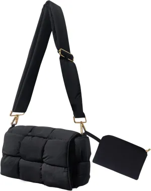 NAARIIAN Puffer Crossbody Bag for Women, Lightweight Puffy Shoulder Bags with Adjustable Strap,Quilted Woven Purse Hobo Bag
