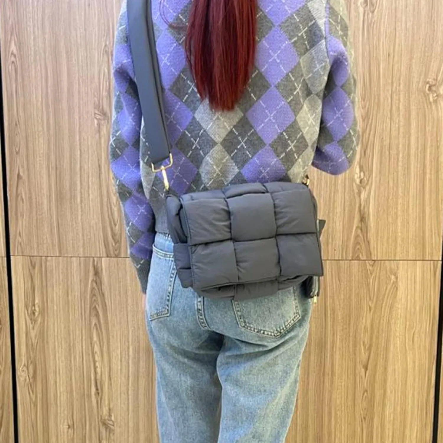 NAARIIAN Puffer Crossbody Bag for Women, Lightweight Puffy Shoulder Bags with Adjustable Strap,Quilted Woven Purse Hobo Bag
