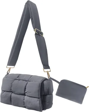NAARIIAN Puffer Crossbody Bag for Women, Lightweight Puffy Shoulder Bags with Adjustable Strap,Quilted Woven Purse Hobo Bag