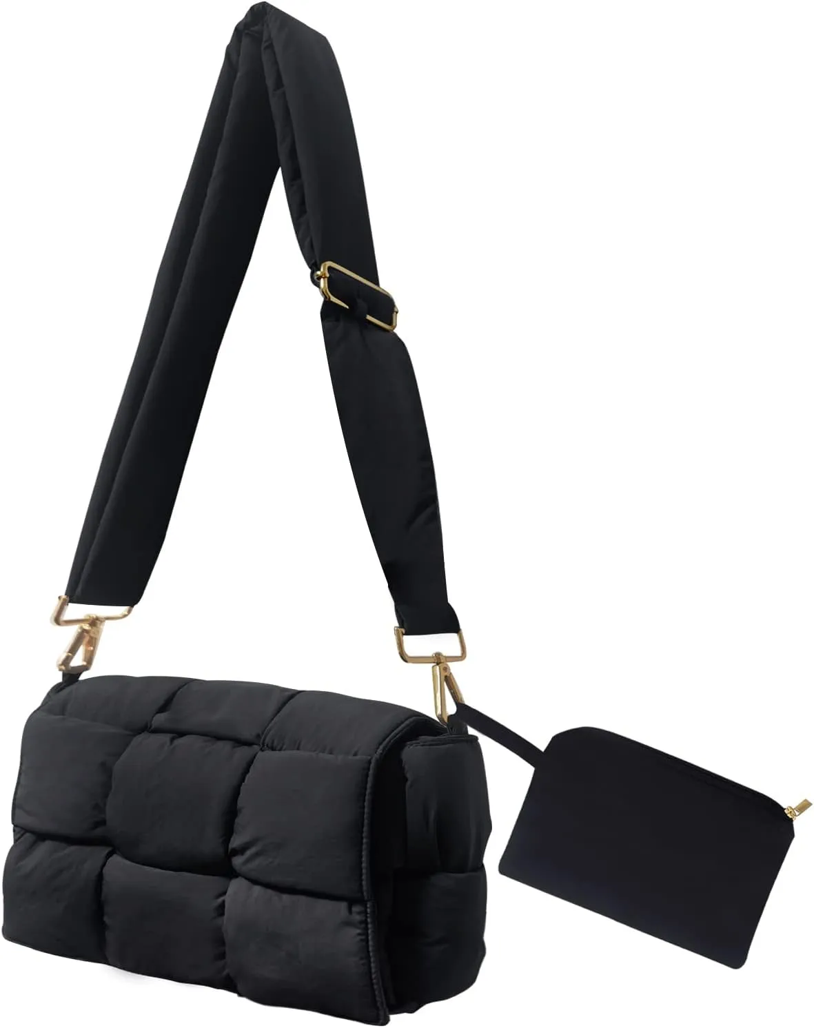 NAARIIAN Puffer Crossbody Bag for Women, Lightweight Puffy Shoulder Bags with Adjustable Strap,Quilted Woven Purse Hobo Bag