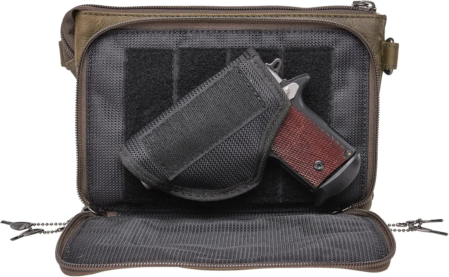 Natasha Concealed Carry Crossbody Purse RFID Full-Grain Leather Handbag with Locking Zippers & Universal Holster
