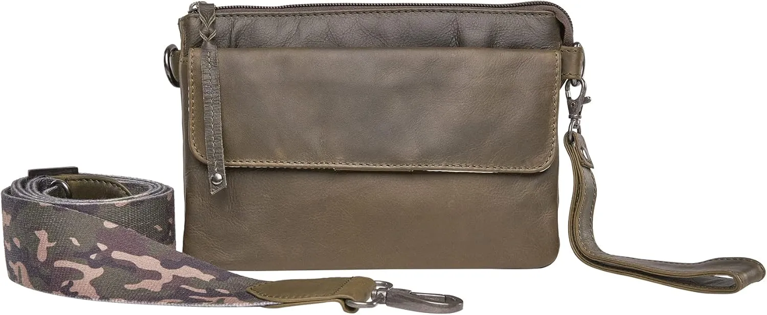 Natasha Concealed Carry Crossbody Purse RFID Full-Grain Leather Handbag with Locking Zippers & Universal Holster