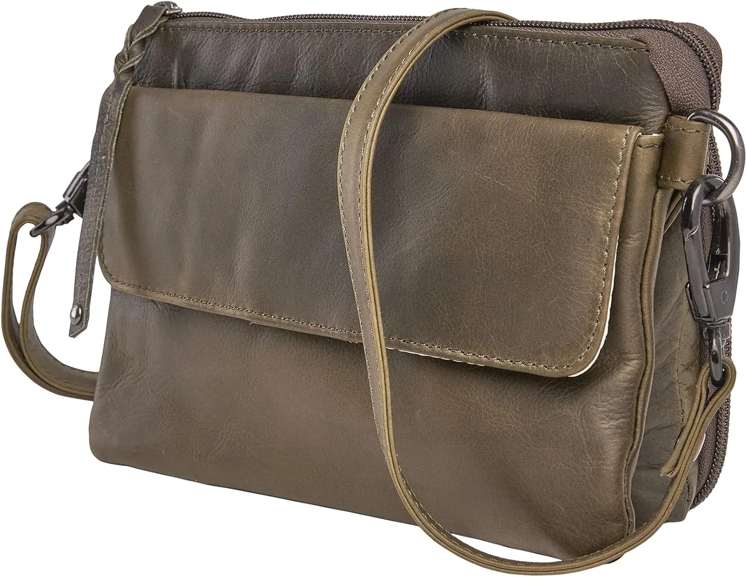 Natasha Concealed Carry Crossbody Purse RFID Full-Grain Leather Handbag with Locking Zippers & Universal Holster