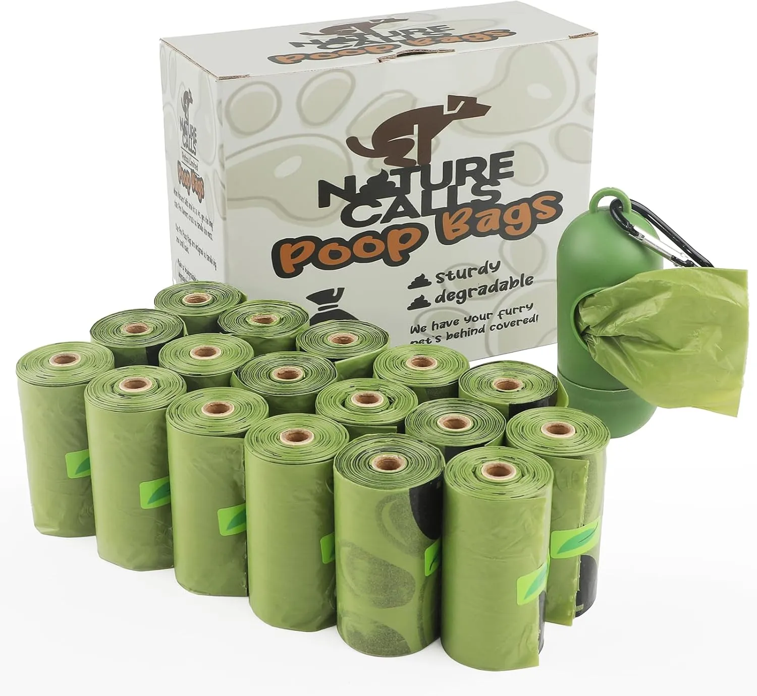Nature Calls Dog Poop Bags 270 count; 18 rolls, Green