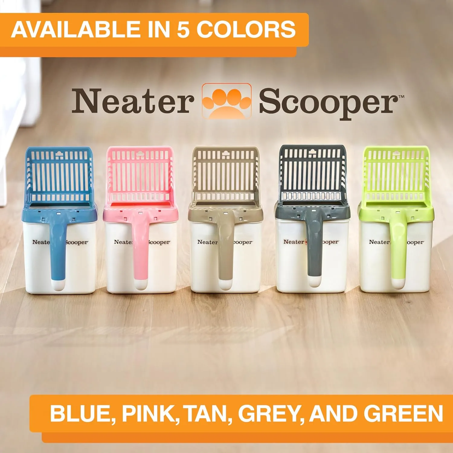 Neater Pets Neater Scooper Standard Cat Litter Scoop, 195 Refill Bags – Mess-Free Cat Litter Scooper with Bag, Spill-Proof Kitty Box Sifter, Bin Doubles as Poop Shovel Holder, For Single-Cat Household