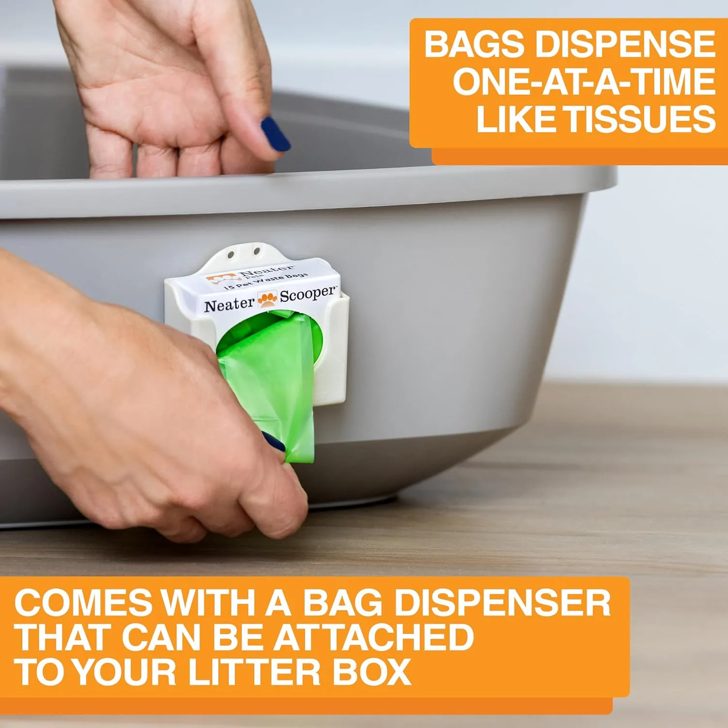 Neater Pets Neater Scooper Standard Cat Litter Scoop, 195 Refill Bags – Mess-Free Cat Litter Scooper with Bag, Spill-Proof Kitty Box Sifter, Bin Doubles as Poop Shovel Holder, For Single-Cat Household
