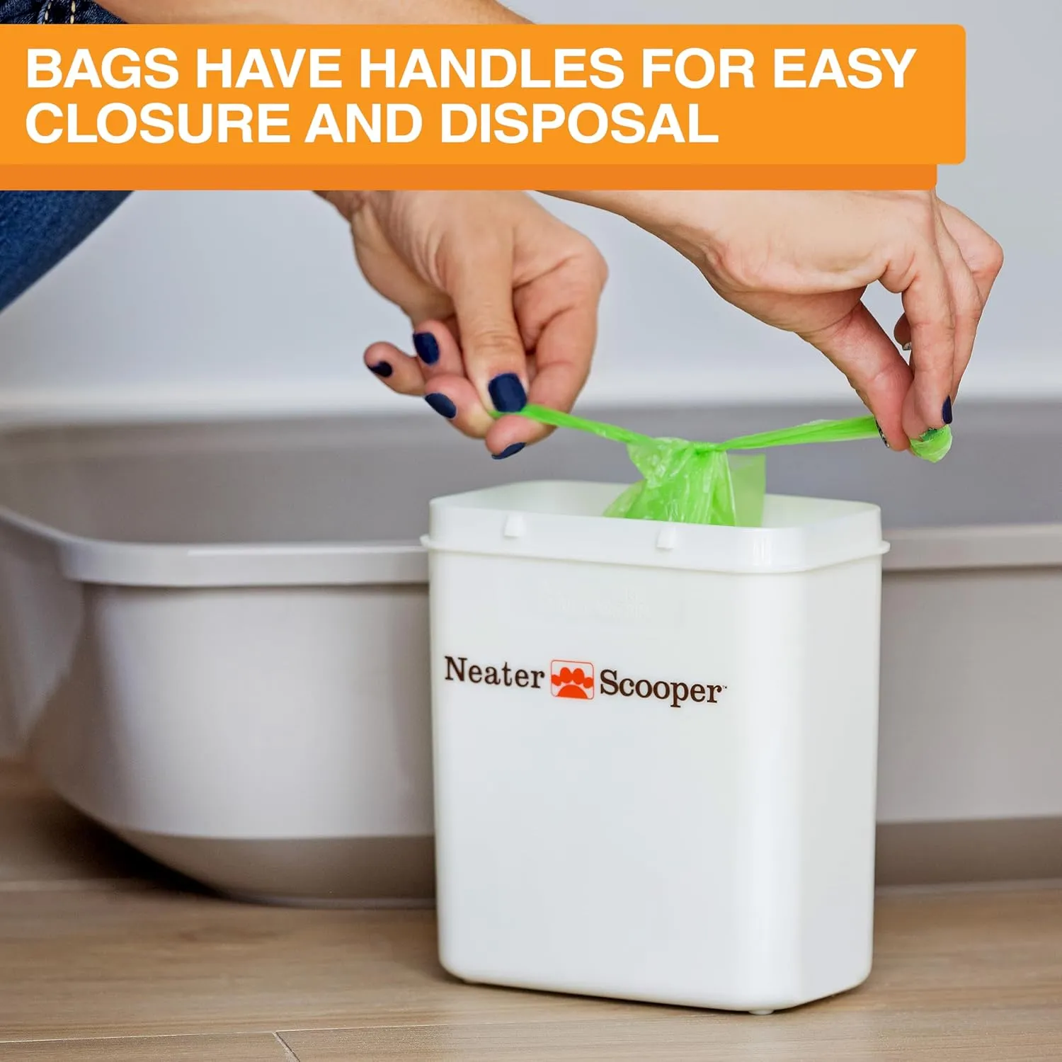 Neater Pets Neater Scooper Standard Cat Litter Scoop, 195 Refill Bags – Mess-Free Cat Litter Scooper with Bag, Spill-Proof Kitty Box Sifter, Bin Doubles as Poop Shovel Holder, For Single-Cat Household