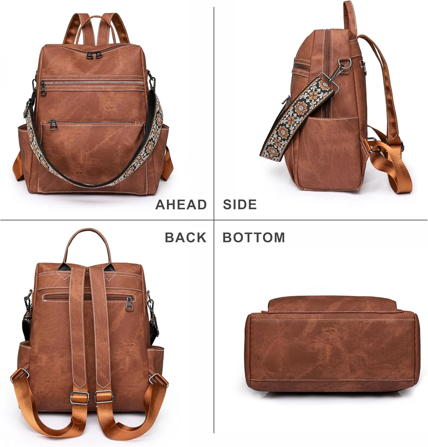Nefelibata Women's Fashion Backpack Purse Day Packs Satchel Handbags leather tote bag Anti-theft Large Fashion Designer Travel Handbags Shoulder Bags With Purse Strap（denim blue）