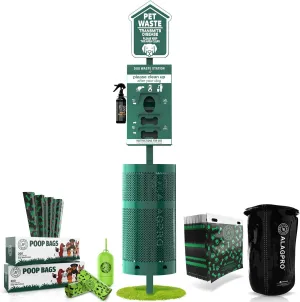 NEW 2025 Dog Waste Station Outdoor With Hand Sanitizer Bottle, Commercial Pet Poop Station, Free 400 Roll, 200 Pull Waste Bags & 50 Can Liners for Backyard, Park & HOA's