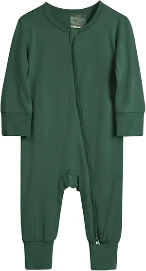 Newborn Infant Baby Cotton Rompers Footless with 2-Way Zipper Long Sleeve Jumpsuit Boys Romper