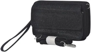 NGIL Canvas All in One Wallet, Wallet, Women Wallet, Wristlet Wallet, Zippered Wallet for Women (Black Glitter- Black)