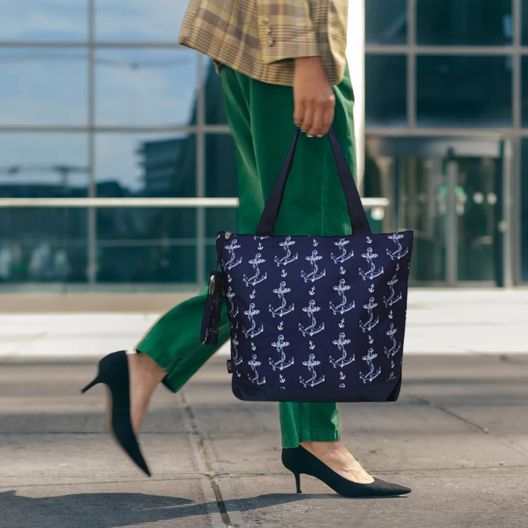 NGIL Medium Top Zipper Closure Canvas Tote Bag with Attached Matching Coin Purse For Moms and Nurses