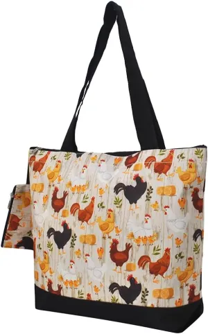 NGIL Medium Top Zipper Closure Canvas Tote Bag with Attached Matching Coin Purse For Moms and Nurses