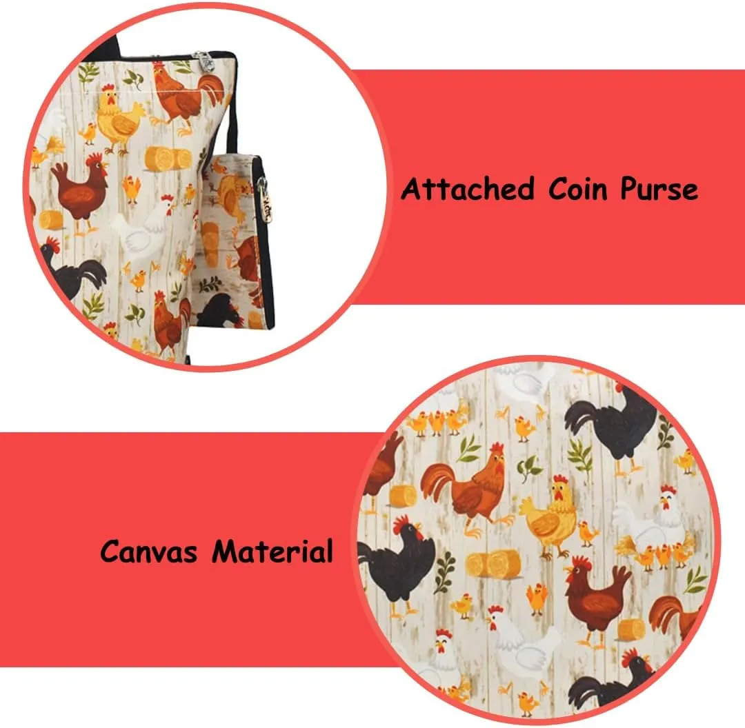 NGIL Medium Top Zipper Closure Canvas Tote Bag with Attached Matching Coin Purse For Moms and Nurses