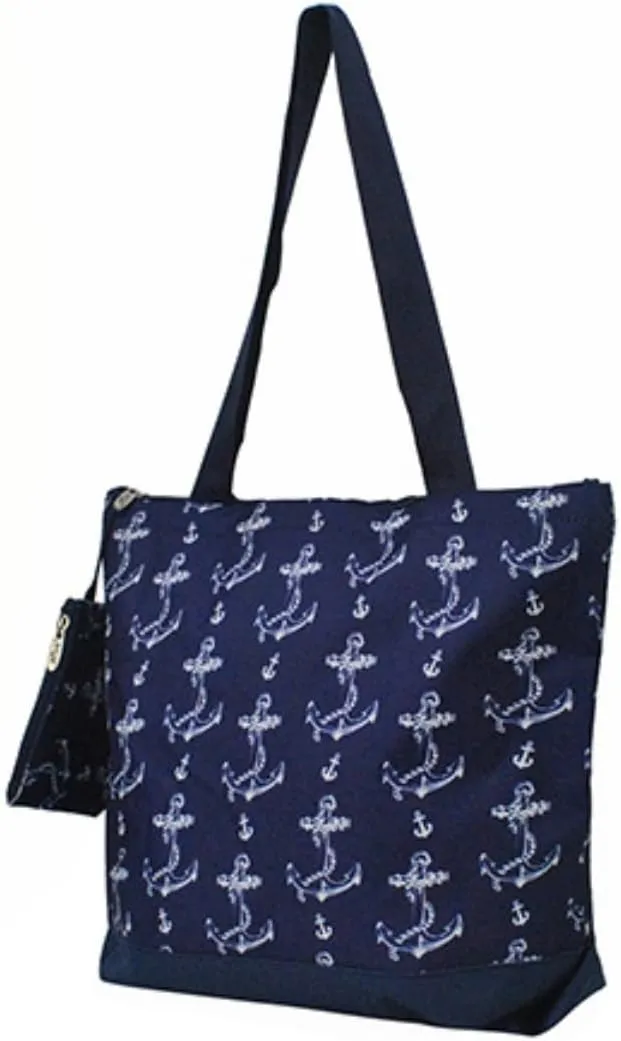 NGIL Medium Top Zipper Closure Canvas Tote Bag with Attached Matching Coin Purse For Moms and Nurses